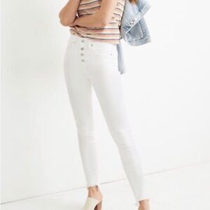 Madewell 10" High Rise Fringe Step Hem Skinny Jeans White Size 31 Button Fly